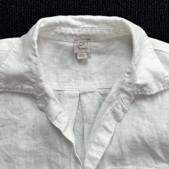 Ann Taylor Loft White Linen Beach Shirt - Picture 3 of 3